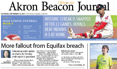 Akron Beacon Journal newspaper front page