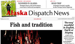 Alaska Dispatch News newspaper front page