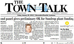 Alexandria Town Talk newspaper front page