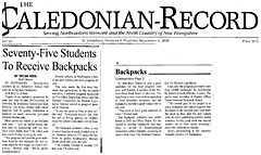 The Caledonian Record newspaper front page