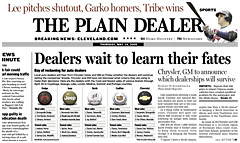Cleveland Plain Dealer newspaper front page