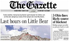 Colorado Springs Gazette newspaper front page