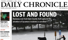 Daily Chronicle-Dekalb County newspaper front page