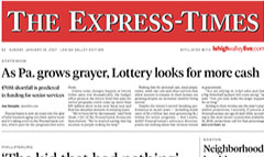 Easton Express-Times newspaper front page