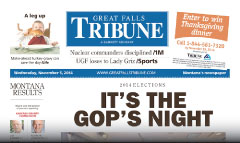 Great Falls Tribune newspaper front page
