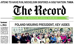 Hackensack-The Record newspaper front page