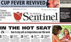 Holland Sentinel newspaper front page