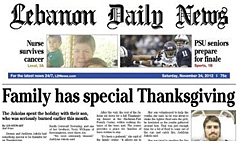 Lebanon Daily News newspaper front page