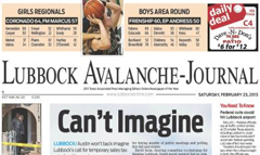 Lubbock Avalanche-Journal newspaper front page