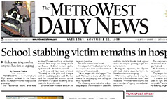 Metrowest Daily News newspaper front page