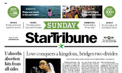 Minneapolis Star Tribune newspaper front page