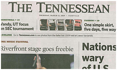 Nashville Tennessean newspaper front page