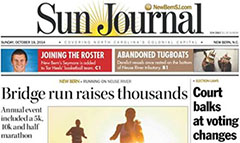 The Sun Journal newspaper front page