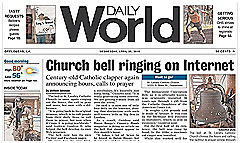 Opelousas Daily World newspaper front page