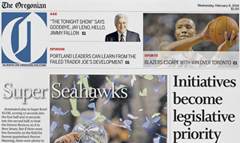 The Oregonian newspaper front page