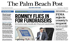 The Palm Beach Post newspaper front page