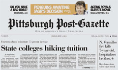 Pittsburgh Post-Gazette newspaper front page