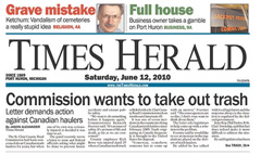 Port Huron Times Herald newspaper front page