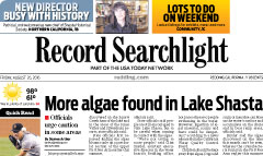 Redding Record Searchlight newspaper front page