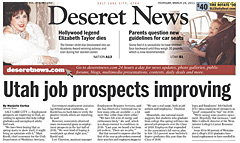 Salt Lake City Deseret News newspaper front page