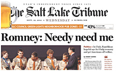 Salt Lake City Tribune newspaper front page