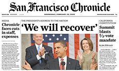 San Francisco Chronicle newspaper front page