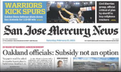 San Jose-San Mateo Mercury News newspaper front page