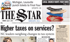Shelby Star newspaper front page
