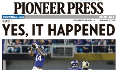 St. Paul Pioneer-Press newspaper front page