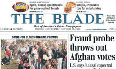Toledo Blade newspaper front page