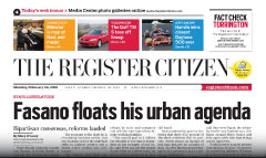 Torrington Register Citizen newspaper front page