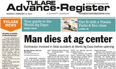 Tulare Advance-Register newspaper front page