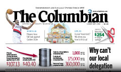 Vancouver Columbian newspaper front page