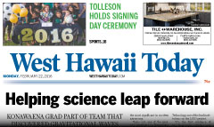 West Hawaii Today newspaper front page