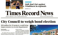 Wichita Falls Times Record News newspaper front page