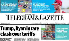 Telegram & Gazette newspaper front page