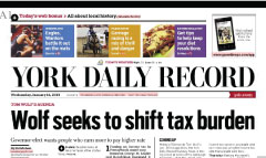 York Daily Record newspaper front page