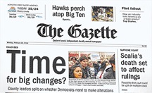 Cedar Rapids Gazette newspaper front page