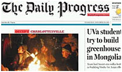 Charlottesville Daily Progress newspaper front page