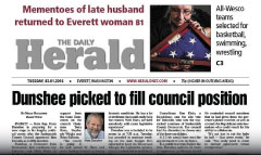 Everett Daily Herald newspaper front page