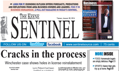 The Keene Sentinel newspaper front page