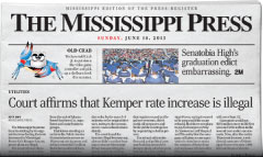 Mississippi Press newspaper front page