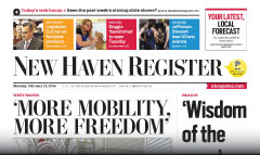 New Haven Register newspaper front page
