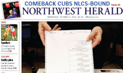 Northwest Herald-McHenry County newspaper front page