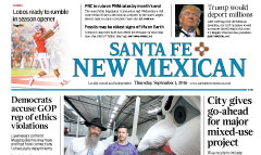Santa Fe New Mexican newspaper front page